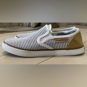 Tommy Bahama Women's Blue and Tan Striped Flats